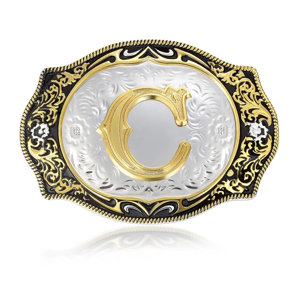 7649 Western Initial Letters Belt Buckle ABCDEFG to XYZ Golden Alphabet